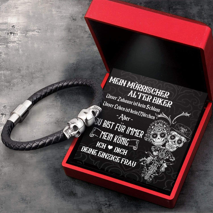 Totenkopf Manschette Armband - Totenkopf & Biker - Mein Mürrischer Alter Biker - Ich Liebe Dich - Degbbh26003