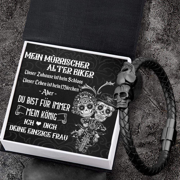 Totenkopf Manschette Armband - Totenkopf & Biker - Mein Mürrischer Alter Biker - Ich Liebe Dich - Degbbh26003