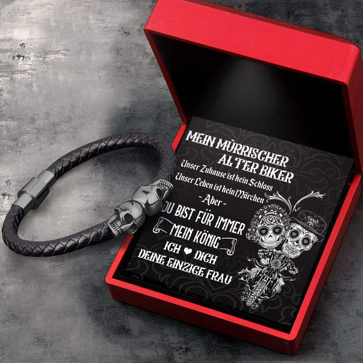 Totenkopf Manschette Armband - Totenkopf & Biker - Mein Mürrischer Alter Biker - Ich Liebe Dich - Degbbh26003