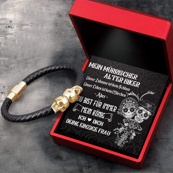 Totenkopf Manschette Armband - Totenkopf & Biker - Mein Mürrischer Alter Biker - Ich Liebe Dich - Degbbh26003