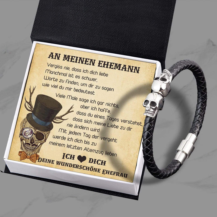 Totenkopf Manschette Armband - Totenkopf & Tattoo - An Meinen Ehemann - Ich Liebe Dich - Degbbh14001