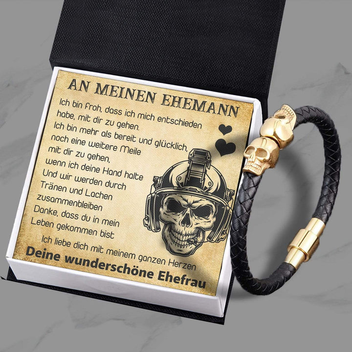 Totenkopf Manschette Armband - Totenkopf & Tattoo - An Meinen Ehemann - Ich Liebe Dich - Degbbh14002