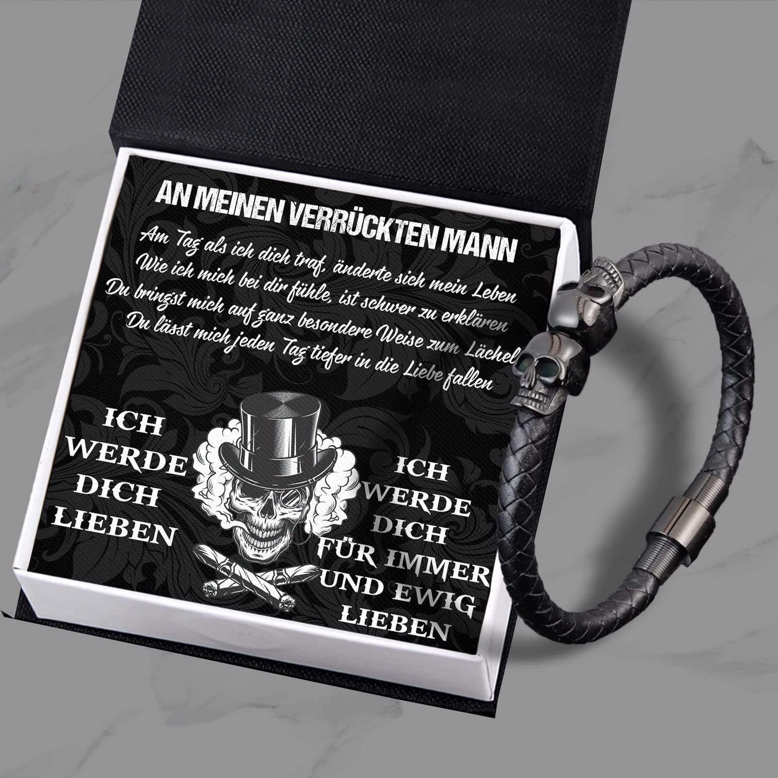 Totenkopf Manschette Armband - Totenkopf & Tattoo - An Meinen Verrückten Mann - Ich Werde Dich Lieben