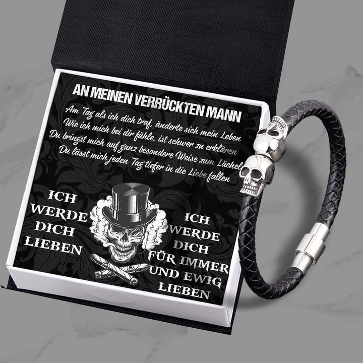 Totenkopf Manschette Armband - Totenkopf & Tattoo - An Meinen Verrückten Mann - Ich Werde Dich Lieben - Degbbh26001