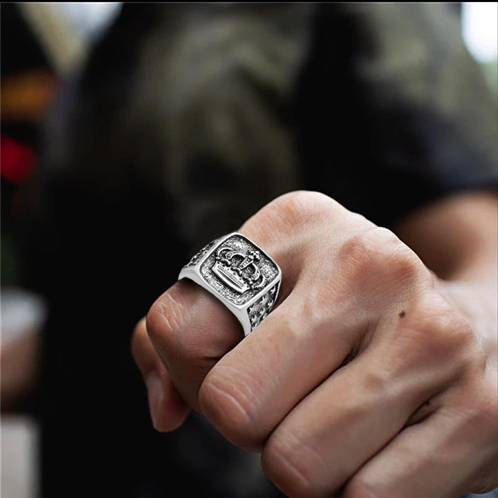 Vintage Kronenring - Totenkopf - An Meinen Ehemann - Ich Liebe Dich Mit Meinem Ganzen Herzen - Degrd14001