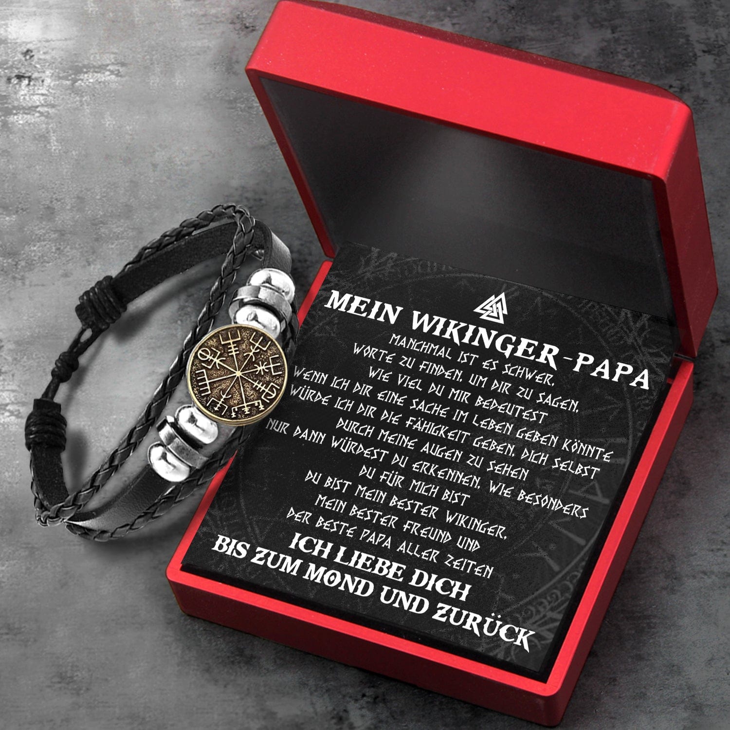 Wikinger Kompass Armband - Wikinger - An Mein Wikinger-Papa - Ich Liebe Dich Bis Zum Mond Und Zurück