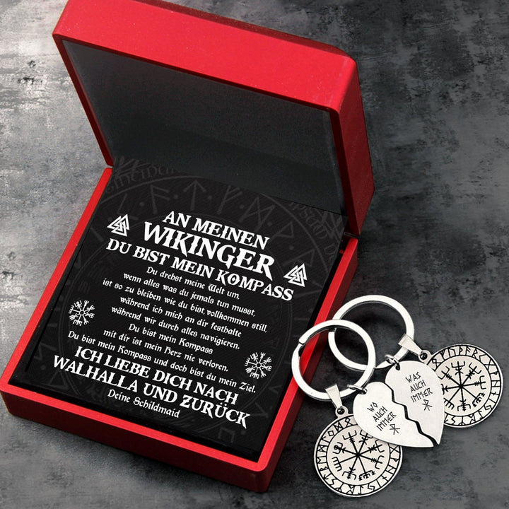 Wikinger Kompass Paar Schlüsselanhänger - Wikinger - An meinen Mann - Ich Liebe Dich Nach Walhalla Und Zurück - Degkdl26002