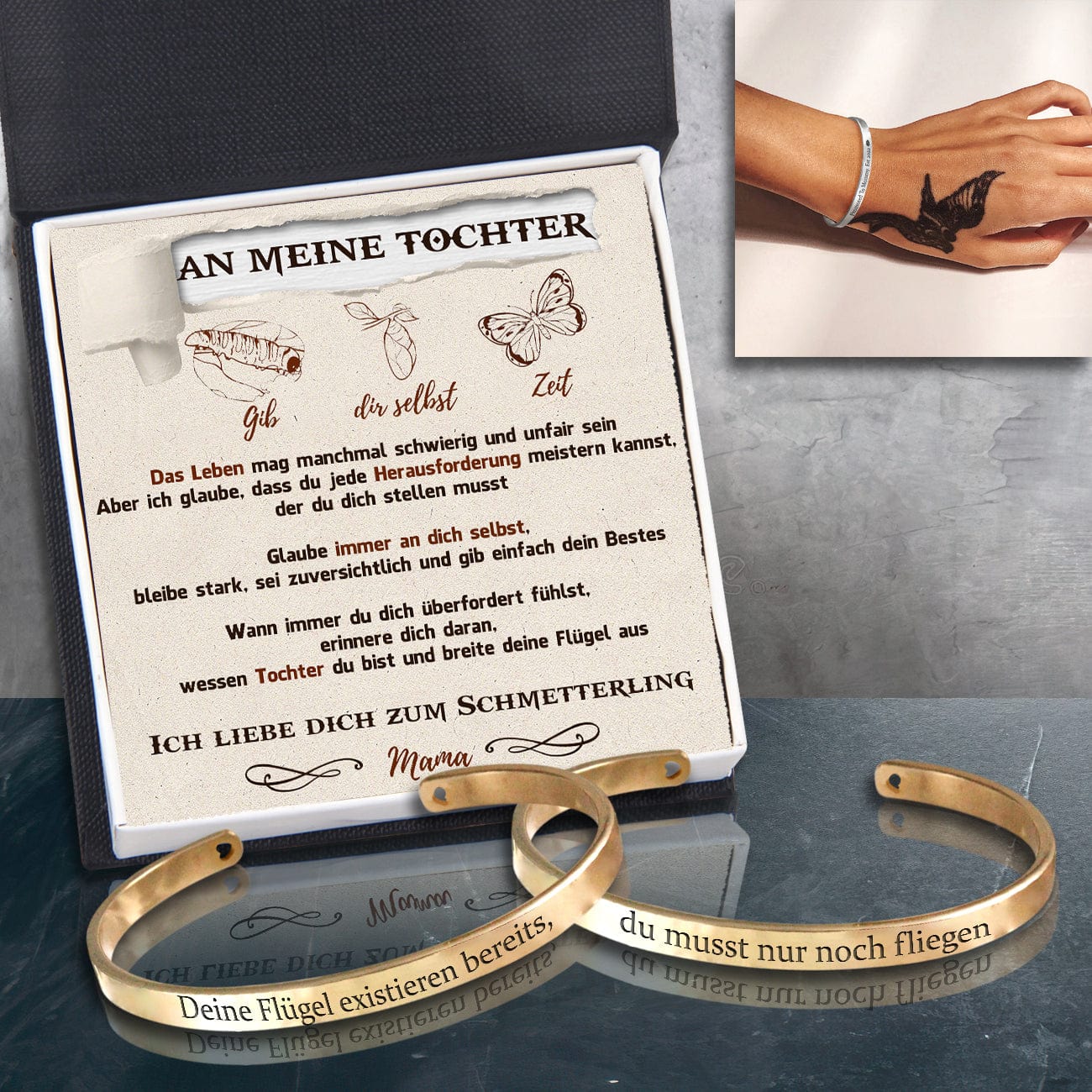 Wikinger Rune Armbänder - Schmetterling - An Meine Tochter - Ich Liebe Dich Zu Einem Schmetterling - Degbt17004