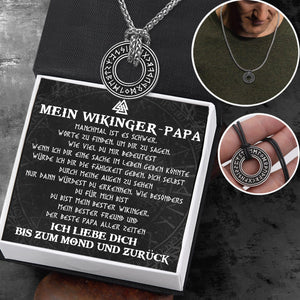 Wikinger Runen Halskette - Wikinger - An Meinen Wikinger-Papa - Ich Liebe Dich Bis Zum Mond Und Zurück - Degndy18001