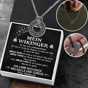 Wikinger Runen Halskette - Wikinger - Meinen Wikinger - Ich Liebe Dich Nach Walhalla Und Zurück - Degndy26001